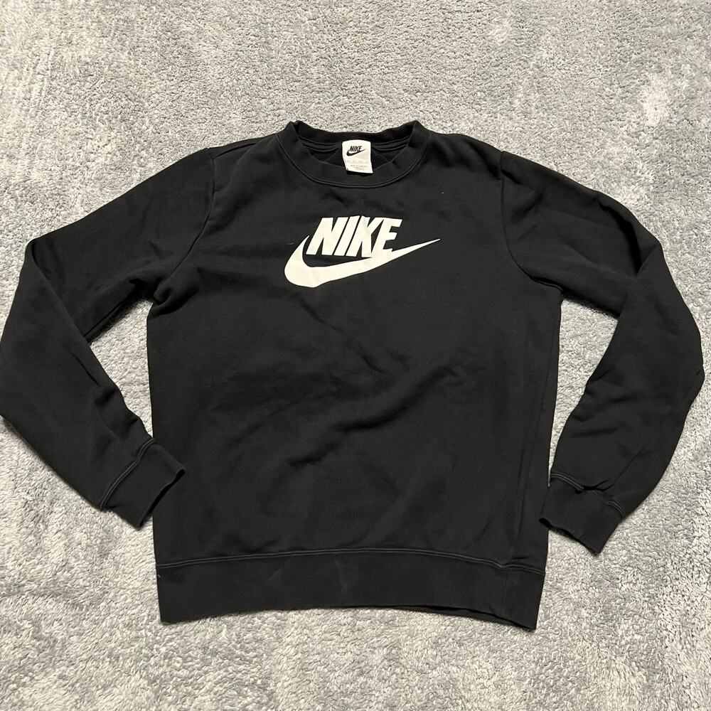 Nike Sweatshirt Womens XS Sportswear Fleece Logo Shirt Black DQ5832 Black